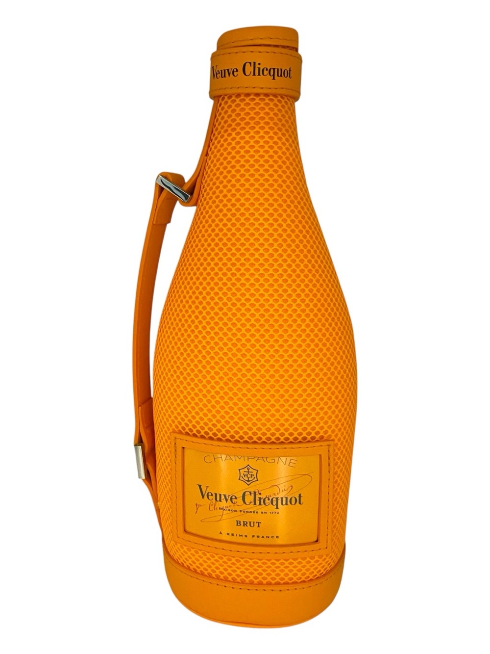 Empty Veuve Clicquot Orange Insulated Champagne Bottle Carrier Bag Zip Strap